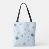 Blauwe Sneeuwvlokken Kerstmis Tote Bag (Achterkant)