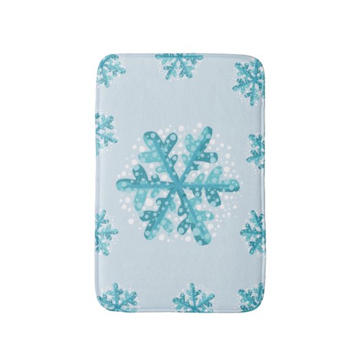 Blauwe Sneeuwvlokken Kerstmis / Wintertijd Bad Mat (Voorkant Verticaal)