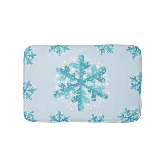 Blauwe Sneeuwvlokken Kerstmis / Wintertijd Bad Mat (Voorkant)