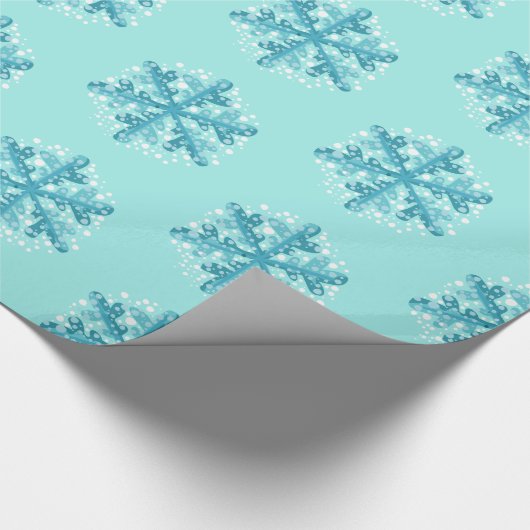 Blauwe sneeuwvlokken Kerstmis / Wintertijd Gift Wr Cadeaupapier (Hoek)