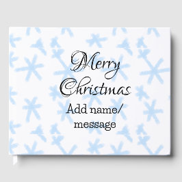 Blauwe sneeuwvlokken Kerstpatroon sneeuwpatroon Gastenboek