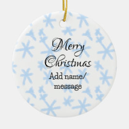 Blauwe sneeuwvlokken Kerstpatroon sneeuwpatroon Keramisch Ornament