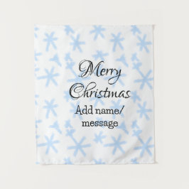 Blauwe sneeuwvlokken Kerstpatroon sneeuwpatroon Wandkleed