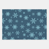 Blauwe Sneeuwvlokken Kerstset van 3 Inpakpapier Vel (Voorkant)