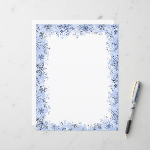 Blauwe sneeuwvlokken Kerststationery