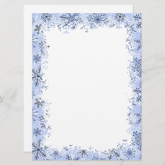 Blauwe sneeuwvlokken Kerststationery Feestdagenkaart (Voorkant / Achterkant)