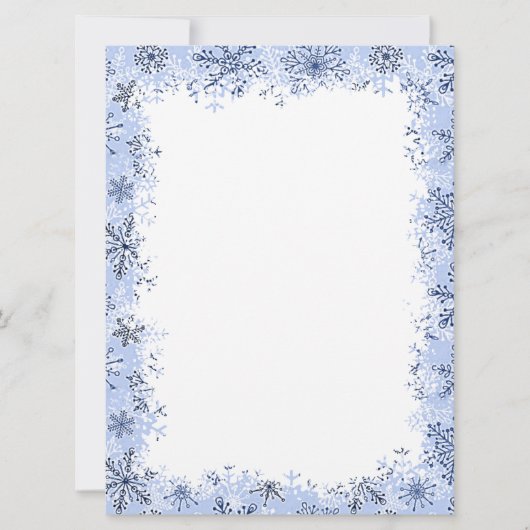 Blauwe sneeuwvlokken Kerststationery Feestdagenkaart (Voorkant)