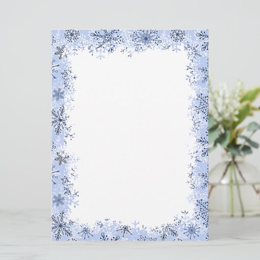 Blauwe sneeuwvlokken Kerststationery Feestdagenkaart (Staand voorkant)
