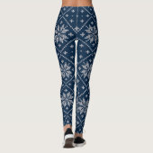 Blauwe Sneeuwvlokken Kersttrui Breipatroon Leggings (Achterkant)