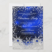 Blauwe Sneeuwvlokken Kerstvakantie Feest Kaart (Voorkant)