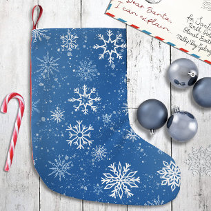 Blauwe Sneeuwvlokken Klassieke Witte Winter Kleine Kerstsok