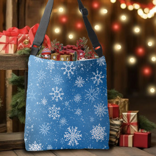 Blauwe Sneeuwvlokken Klassieke Witte Winter Sneeuw Crossbody Tas