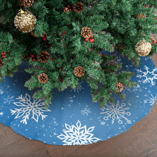 Blauwe Sneeuwvlokken Klassieke Witte Winter Sneeuw Kerstboom Rok