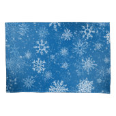 Blauwe Sneeuwvlokken Klassieke Witte Winter Sneeuw Kussensloop (Voorkant-Links)