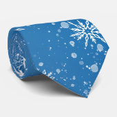 Blauwe Sneeuwvlokken Klassieke Witte Winter Sneeuw Stropdas (Opgerold)