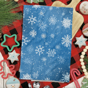Blauwe Sneeuwvlokken Klassieke Witte Winter Theedoek