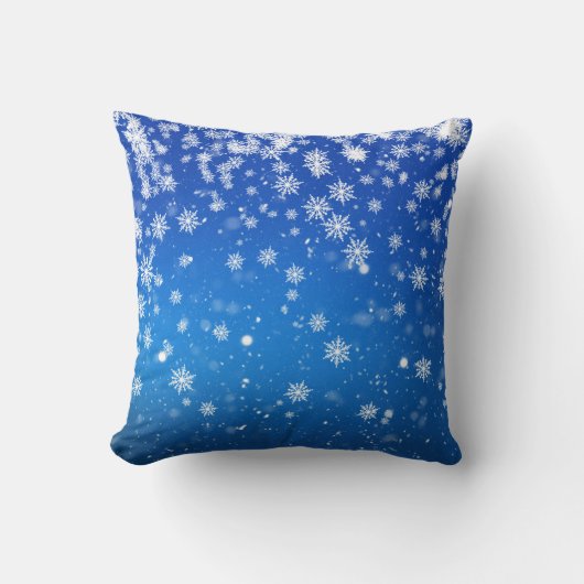 Blauwe Sneeuwvlokken Kussen (Voorkant)