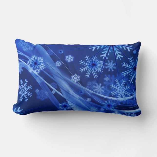 Blauwe sneeuwvlokken kussen (Voorkant)