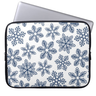 Blauwe sneeuwvlokken laptop sleeve