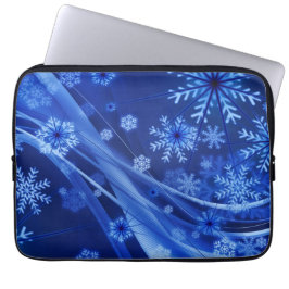 Blauwe sneeuwvlokken laptop sleeve