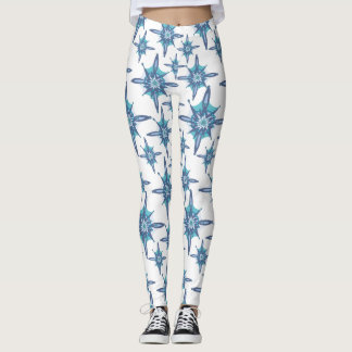 blauwe sneeuwvlokken leggings