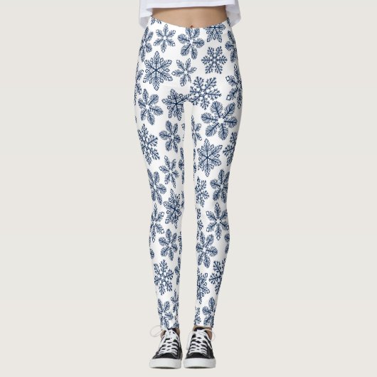 Blauwe sneeuwvlokken leggings (Voorkant)