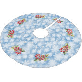 Blauwe sneeuwvlokken met rode bessen & sterren ker kerstboom rok (Gekanteld)