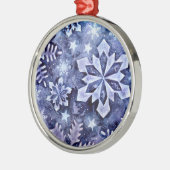 Blauwe sneeuwvlokken metalen ornament (Links)