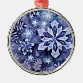 Blauwe sneeuwvlokken metalen ornament (Voorkant)
