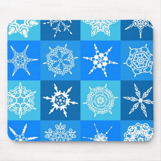 Blauwe sneeuwvlokken muismat (Voorkant)