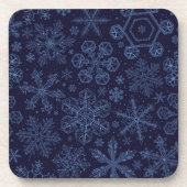Blauwe sneeuwvlokken op blauw bier onderzetter (Voorkant)