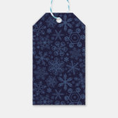 Blauwe sneeuwvlokken op blauw cadeaulabel (Voorkant)