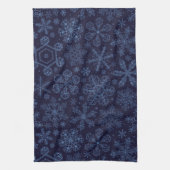 Blauwe sneeuwvlokken op blauw theedoek (Verticaal)