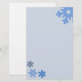 Blauwe sneeuwvlokken op roze achtergrond briefpapier (Voorkant / Achterkant)