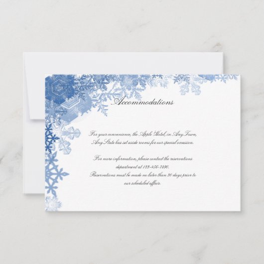 Blauwe sneeuwvlokken op White Wedding Insert Kaart (Voorkant)