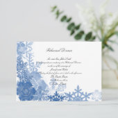 Blauwe sneeuwvlokken op White Wedding Rehearsal Di Kaart (Staand voorkant)