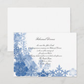 Blauwe sneeuwvlokken op White Wedding Rehearsal Di Kaart (Voorkant / Achterkant)