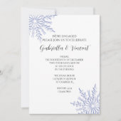 Blauwe sneeuwvlokken op White Winter Engagement Pa Kaart (Voorkant)