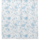 Blauwe sneeuwvlokken op wit douchegordijn (Voorkant)