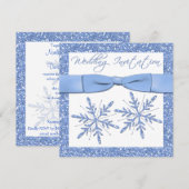 Blauwe sneeuwvlokken op witte vierkante bruiloft u kaart (Voorkant / Achterkant)
