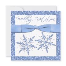 Blauwe sneeuwvlokken op witte vierkante bruiloft u