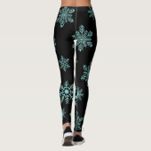 Blauwe sneeuwvlokken op zwarte Leggings (Achterkant)