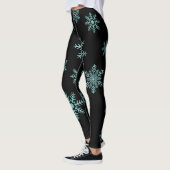 Blauwe sneeuwvlokken op zwarte Leggings (Links)