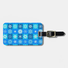 Blauwe Sneeuwvlokken Patroon Bagagelabel