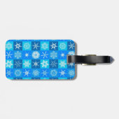 Blauwe Sneeuwvlokken Patroon Bagagelabel (Achterkant horizontaal)