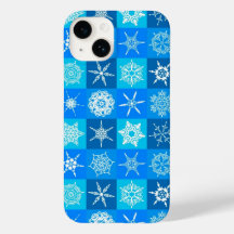 Blauwe Sneeuwvlokken Patroon