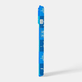 Blauwe Sneeuwvlokken Patroon iPhone 15 Case (Linkerkant)