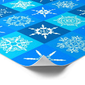 Blauwe Sneeuwvlokken Patroon Poster (Hoek)