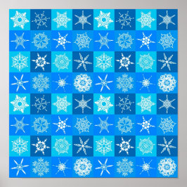 Blauwe Sneeuwvlokken Patroon Poster
