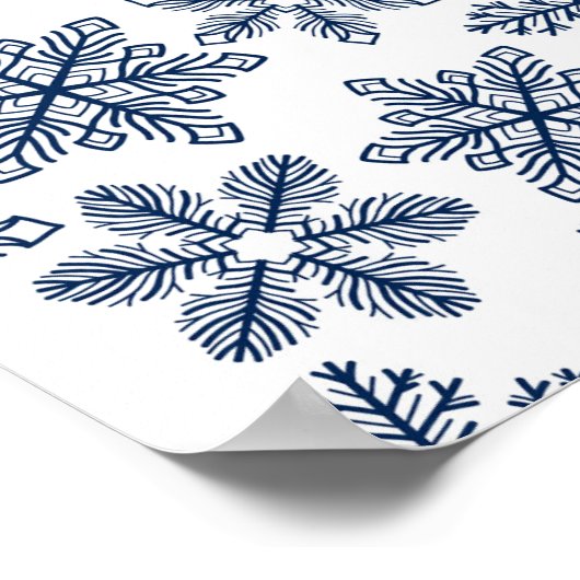 Blauwe sneeuwvlokken poster (Hoek)
